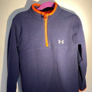 Under Armour Quarter Zip Fleece - Navy/Orange - Size 7